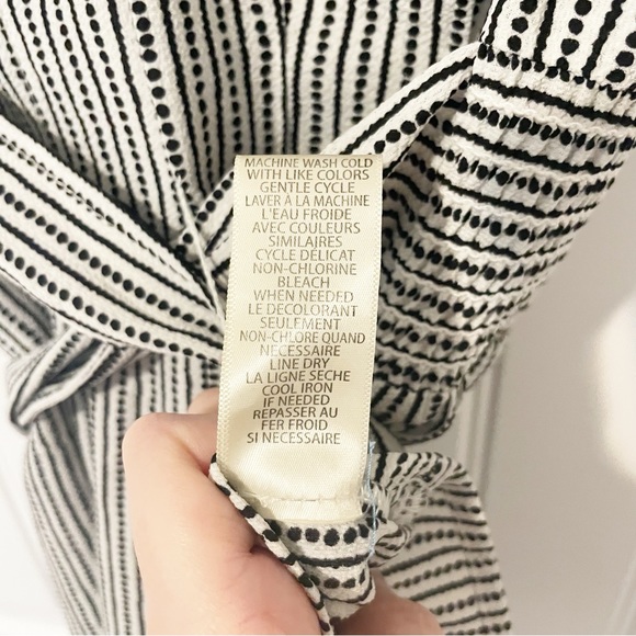Max Studio Striped Tie-Front Blouse in Black and White Size Small - Picture 7 of 10